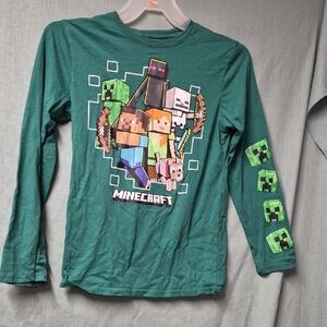 Kids Green Minecraft Long Sleeve Shirt XL (14/16)